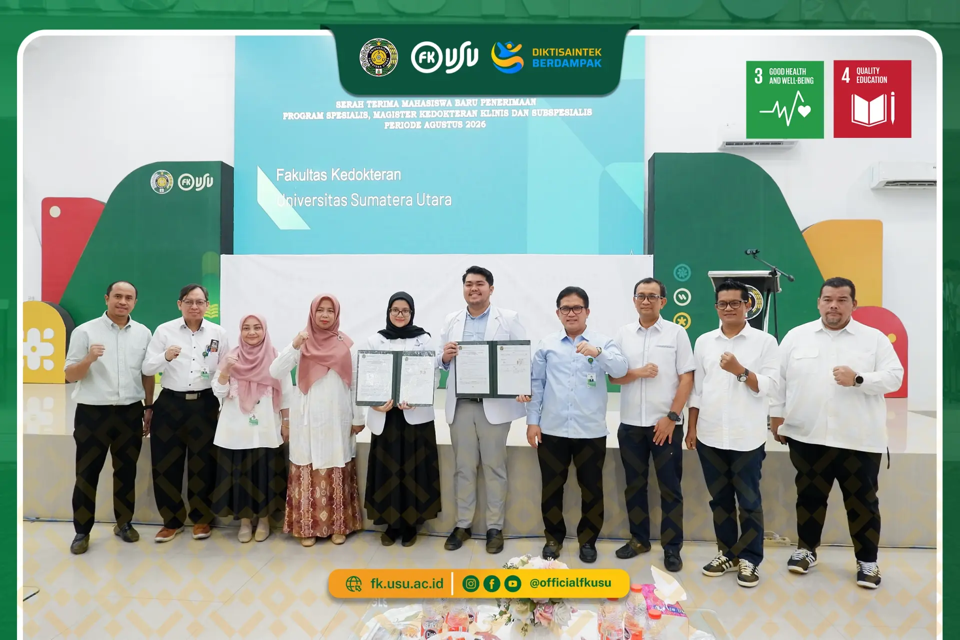 Serah Terima Mahasiswa Baru Program Spesialis, Magister Kedokteran Klinis, dan Subspesialis Fakultas Kedokteran USU Periode Agustus 2026